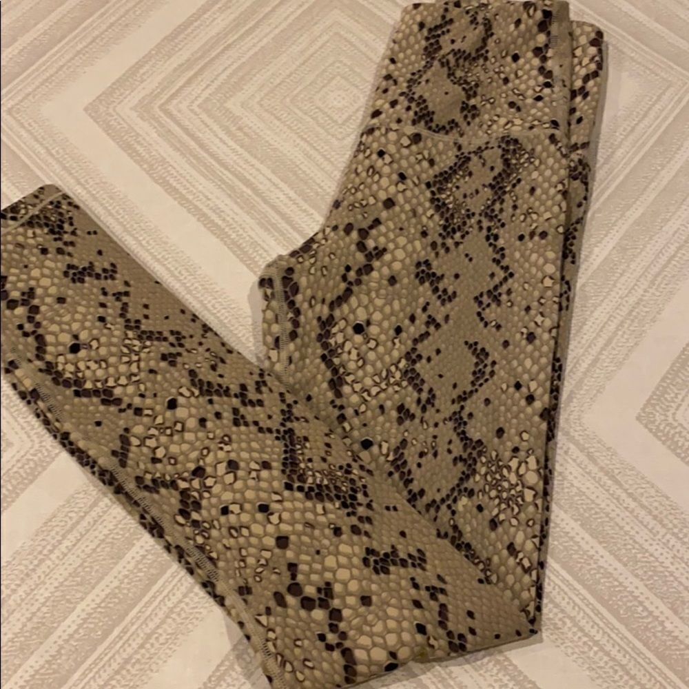 Varley Tan & Brown Python-like Century Leggings N… - image 1
